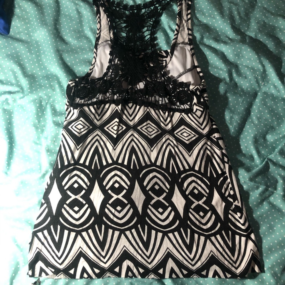 tank top crotchet back straps black and white